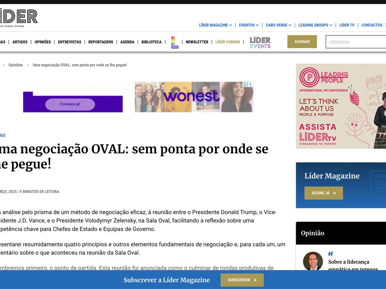 Uma negociação oval